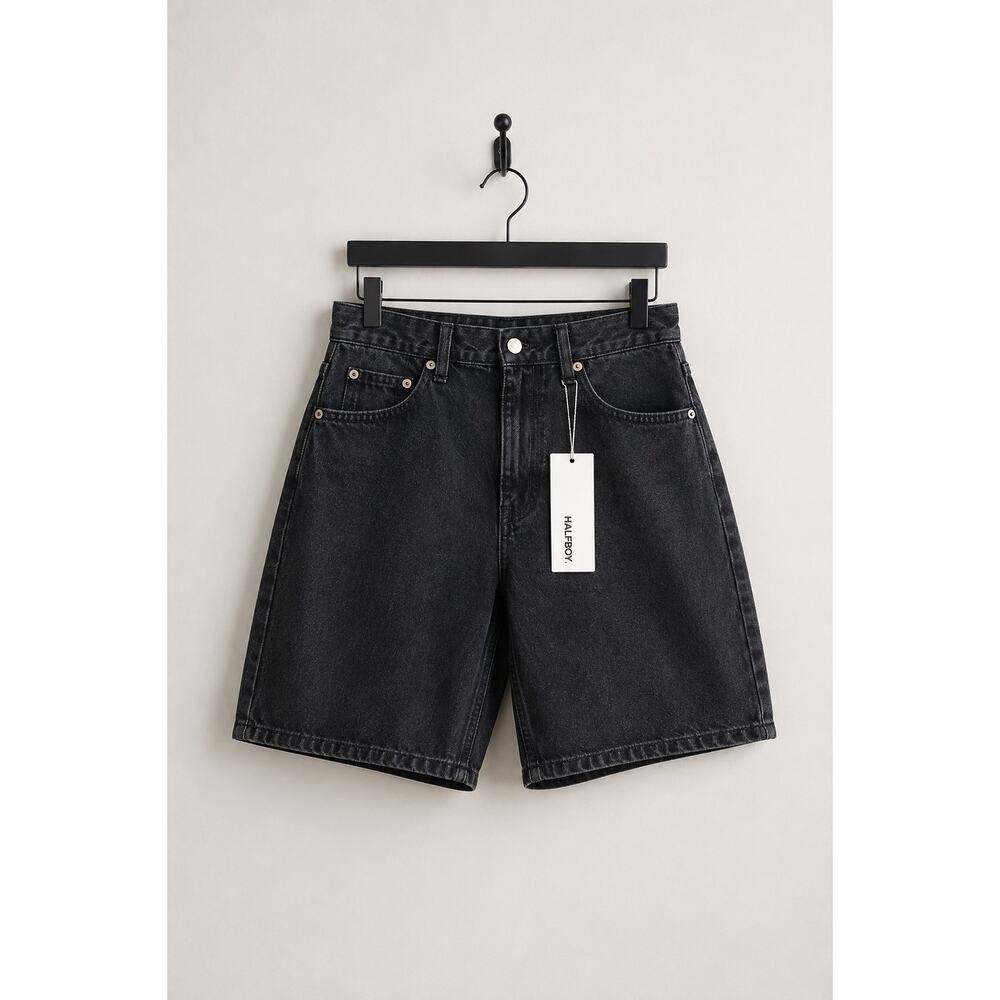 HALFBOY Black Denim Relaxed Bermuda Shorts Size 32 NWT - Picture 3 of 10
